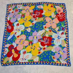 Ken Done Vintage 100% Silk Scarf Colorful Floral